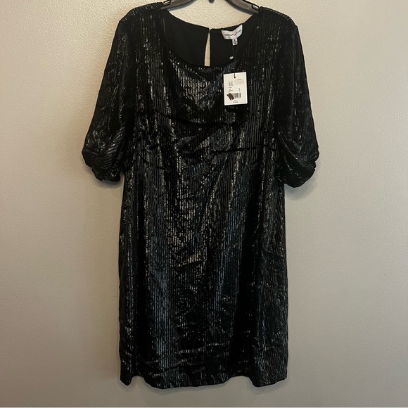 Gibson Latimer Metallic Sparkle Black Cocktail Party Dress Size XL NWT - Picture 2 of 7